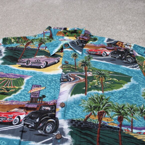 Reyn Spooner Hawaiian Shirt Mens XL Spooners Car 100% Rayon S/S Button Up - Picture 4 of 13